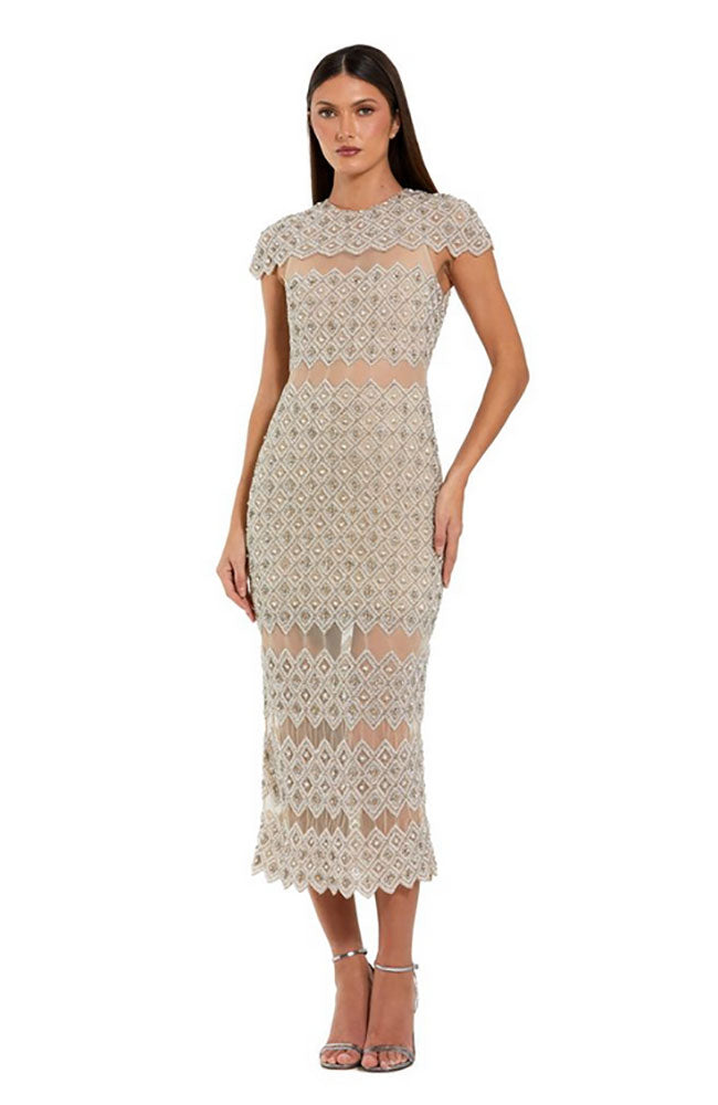 Beaded Mesh Midi Dress  shoprodeodrive
