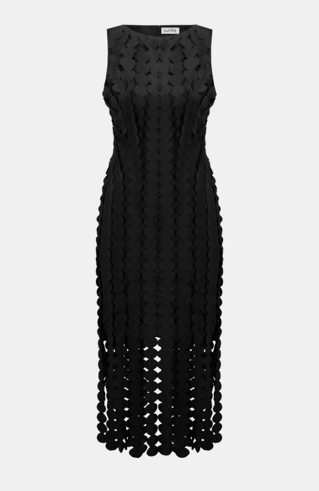 Scuba Knit Sheath Dress with Circle Fringes