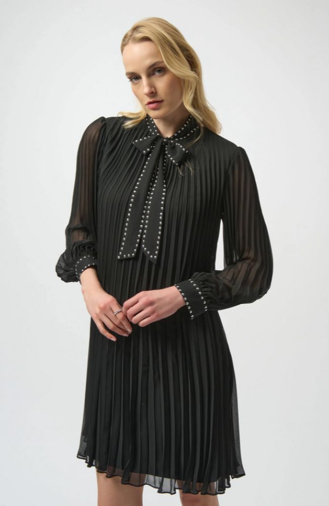 Pleated Chiffon Neck Tie Dress shoprodeodrive Pleated Chiffon Neck Tie Dress shoprodeodrive