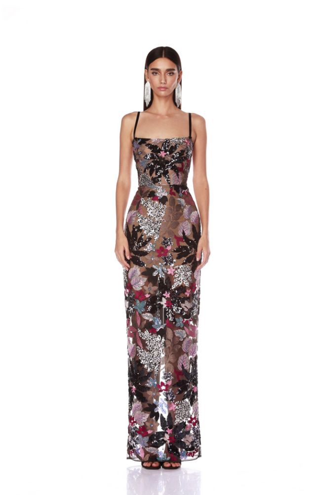 Dahlia Leona Embroidered Gown with Strap  shoprodeodrive