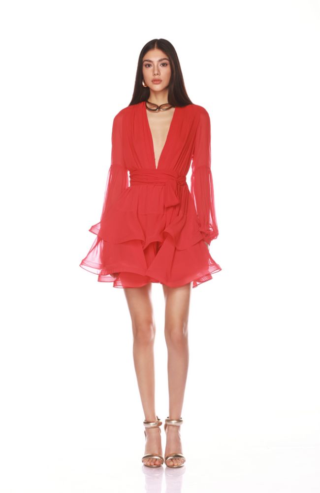 champagne mini dress satin Jas Strapless Velvet Ruched Feather Trim Bodycon Mini Dress • Shop American Threads Women's Clothing Champagne / M