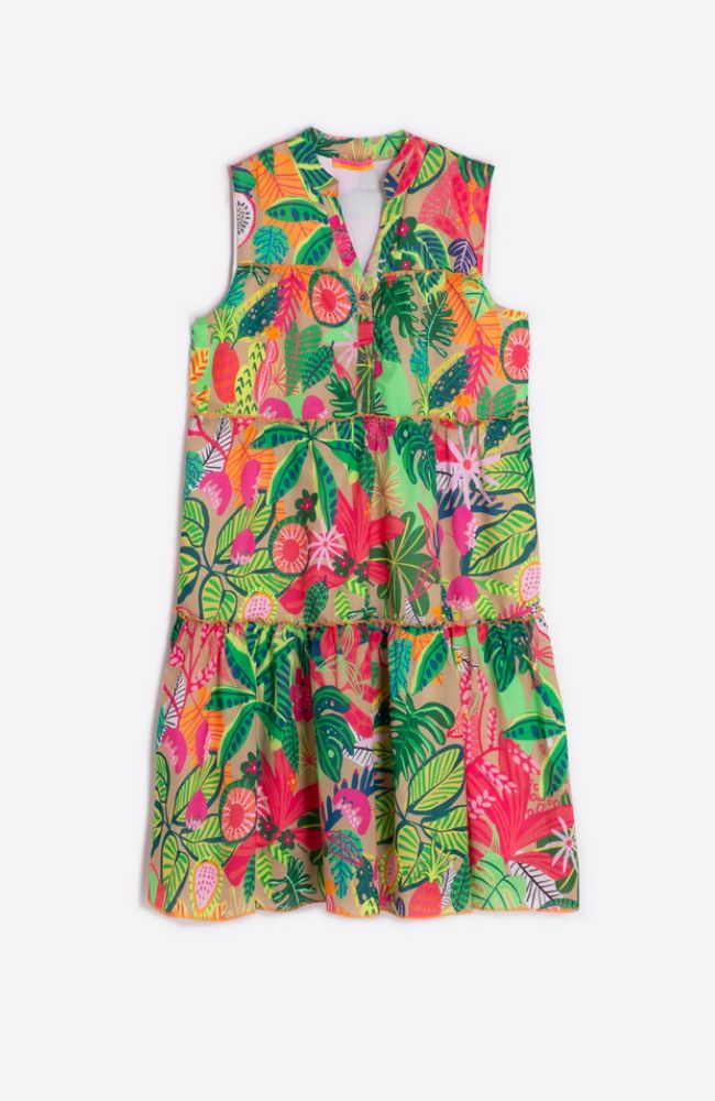 isa cotton dress Vilagallo Voile Tropical Print 38 Hourglass Abstract Midcentury Modern Sheer Mesh Dresses Our womenswear brand is Color:Jardin de lune banana republic dresses sale