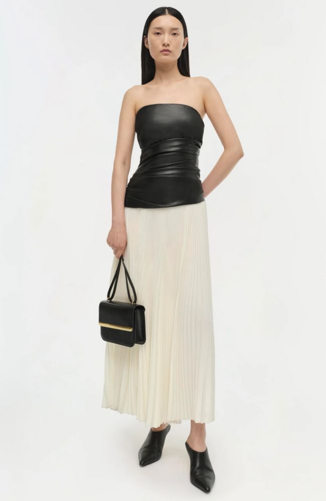 bustier top midi dress Arie Strapless Bustier Midi Dress – shoprodeodrive