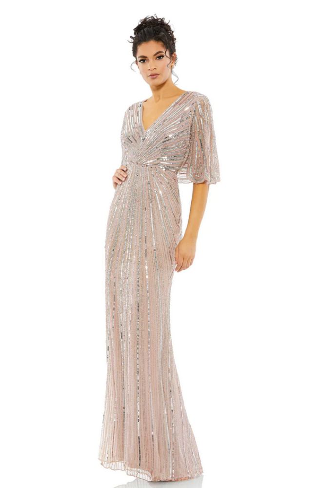 Sequin Cape Slv Column Gown – shoprodeodrive