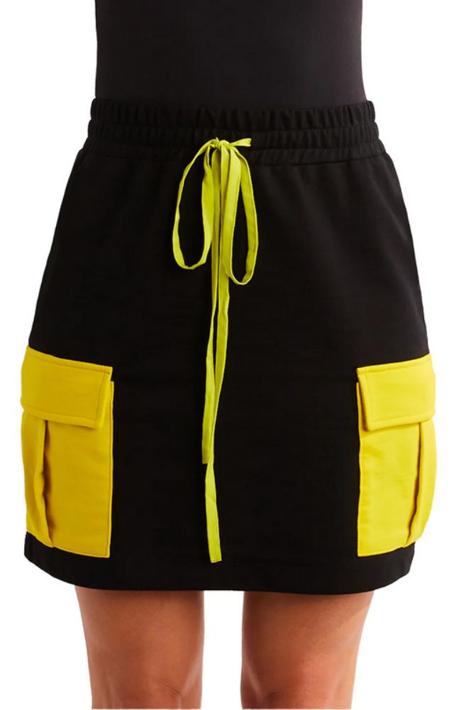 Color Block Cargo Skirt