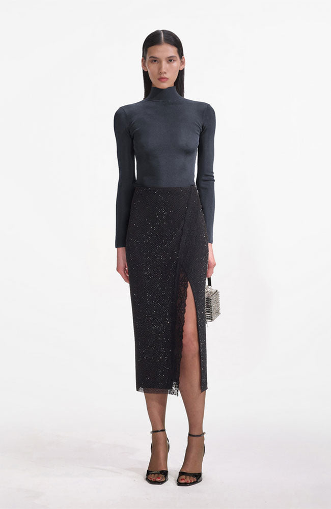 self portrait black rhinestone midi dress Black Rhinestone Midi Skirt – shoprodeodrive