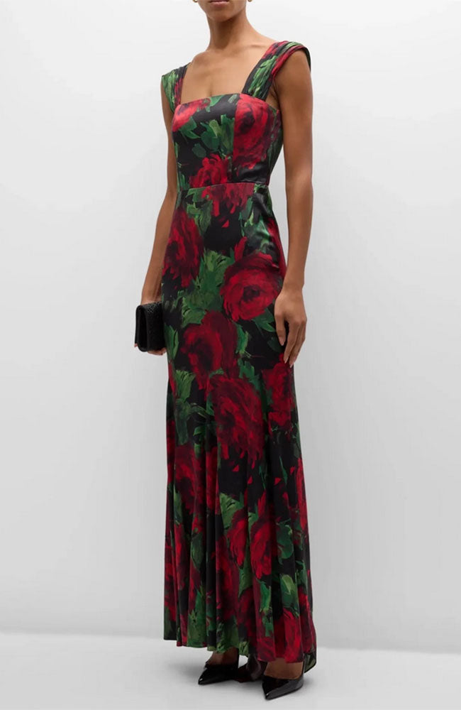 barneys evening dresses Petite Blue Long Sleeve Satin Structured Bow Draped Column Gown main image 0