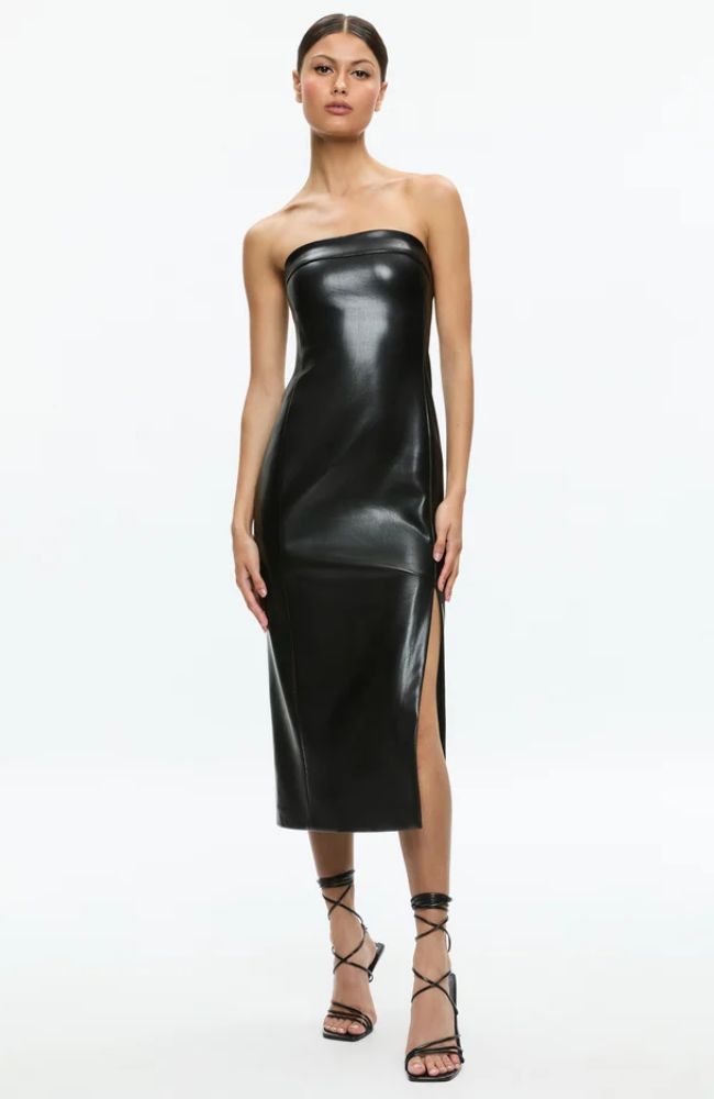 Kelly Vegan Leather Midi Dress shoprodeodrive Kelly Vegan Leather Midi Dress shoprodeodrive