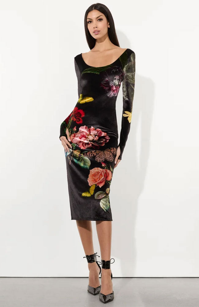 long sleeve midi dress with belt English Factory