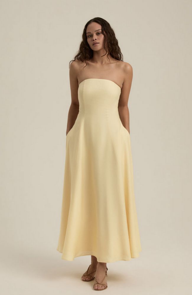the favorite linen dress Favorite Daughter The Favorite Linen Dress in Moonbeam