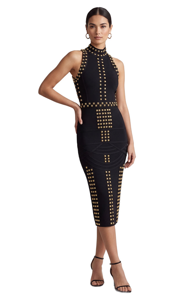 Gold Studded Mini Bondage Dress – shoprodeodrive