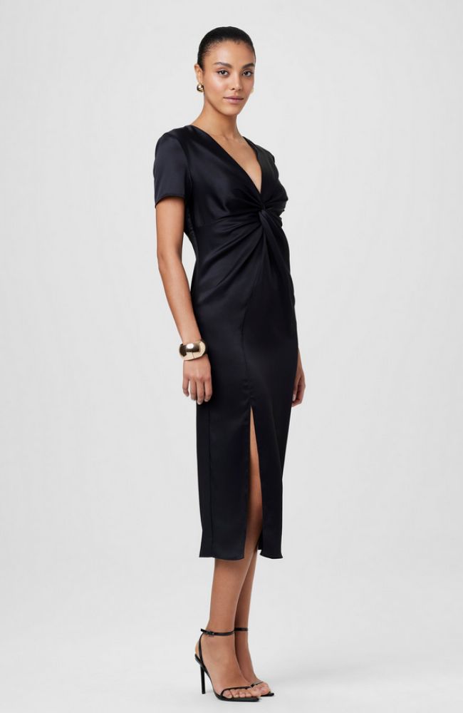 Heather Twist Front Short Sleeve Midi Dress – shoprodeodrive