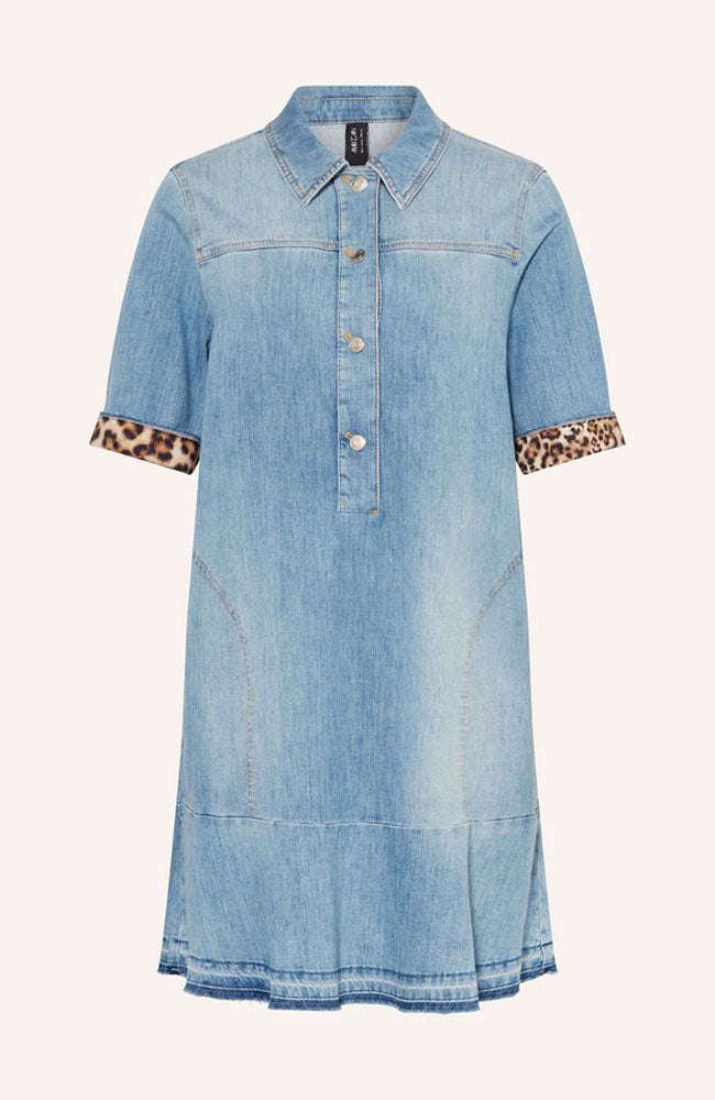 Denim Dress with Leapord Cuff – shoprodeodrive