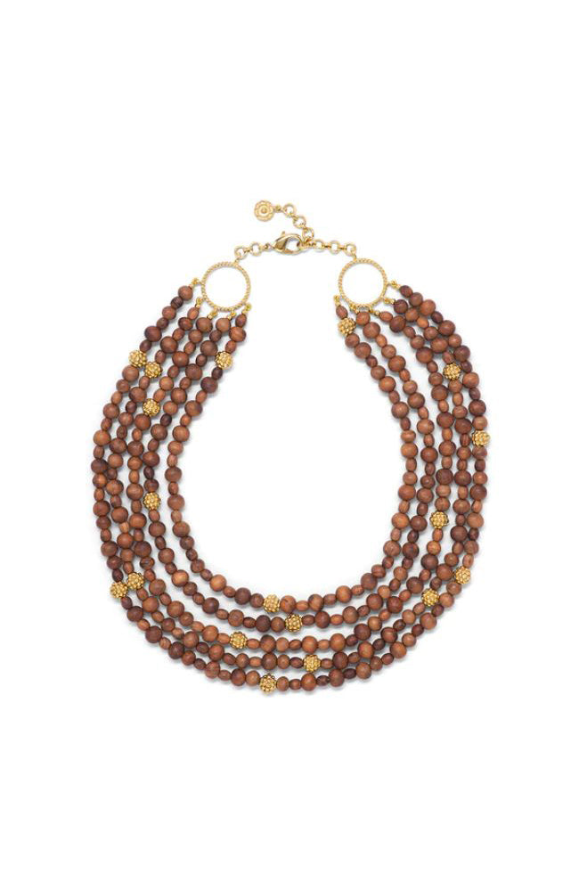 Earth Goddess 5 Strand Necklace with Teak