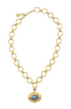 Cleopatra Pendant Necklace Gold Blue Labradorite