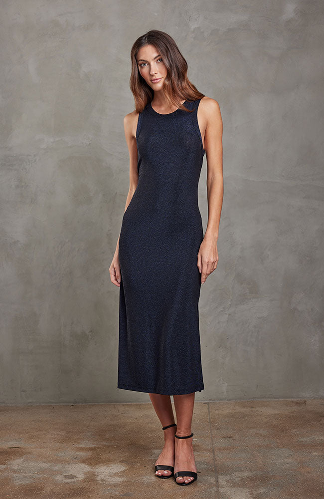 metallic navy blue dress Jude Dress in Metallic Navy