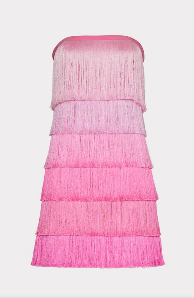 strapless open back dress Nuoir Ombre Fringe Dress – shoprodeodrive