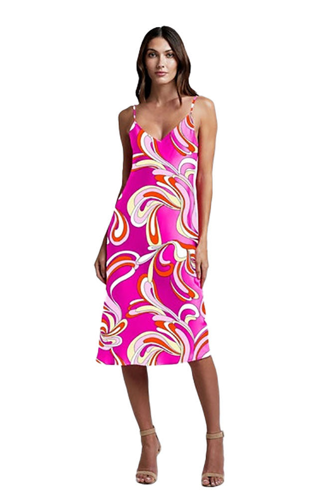 Jodie V Neck Slip Dress Orange Rose Abstract – shoprodeodrive