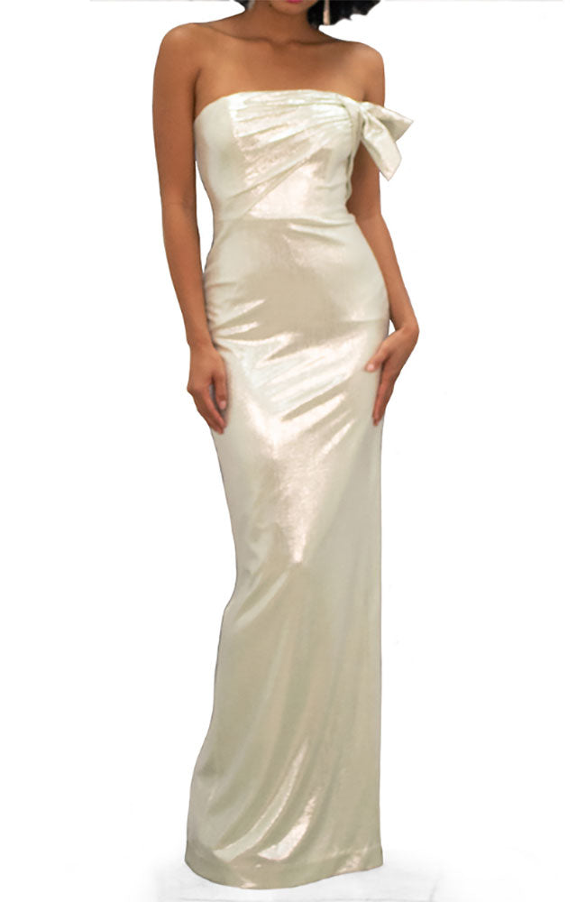 green emerald velvet dress Black Halo Marigold Gown - Glimmer Gold