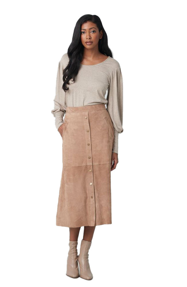 Suede A-line Midi Skirt – shoprodeodrive