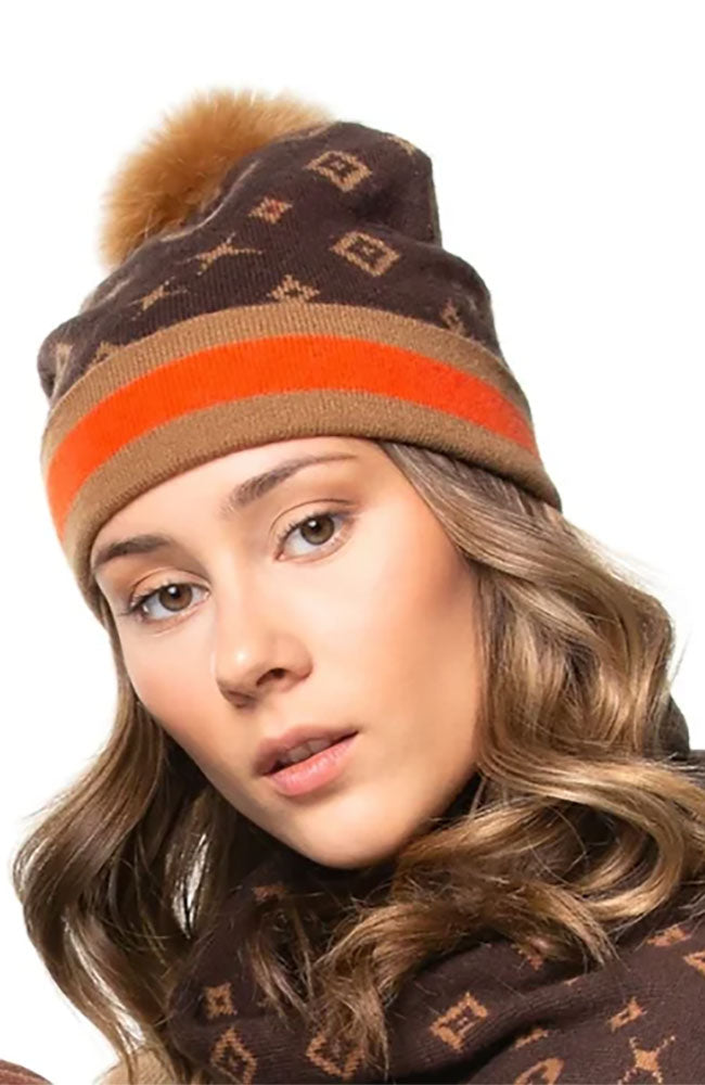 Knit Hat Monogram Pattern and Fox Pom – shoprodeodrive display picture 1