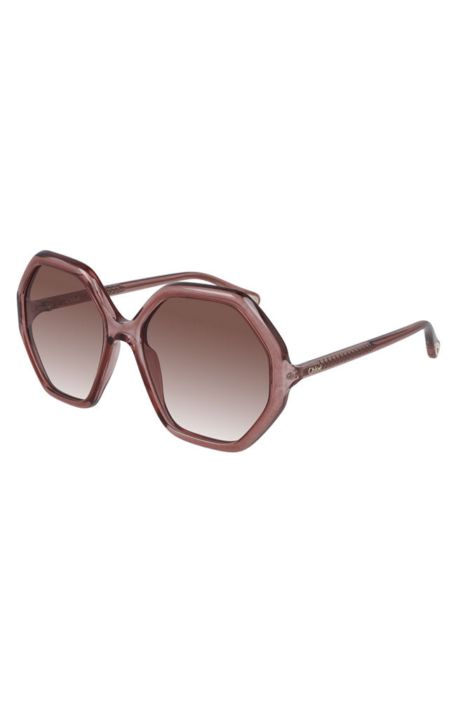 Chloe Amber Hexagon Sunglasses with Pink Lenses display picture 1