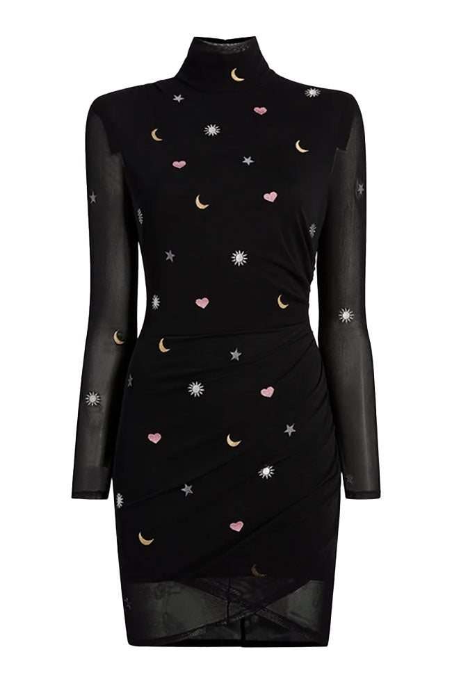 knee length dresses for ladies Starry Eyed Sequin Star Mesh Maxi - Black main image 0