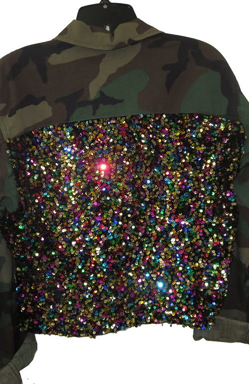 Cropped Sequin Applique Jacket