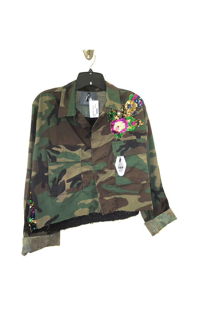 Cropped Sequin Applique Jacket