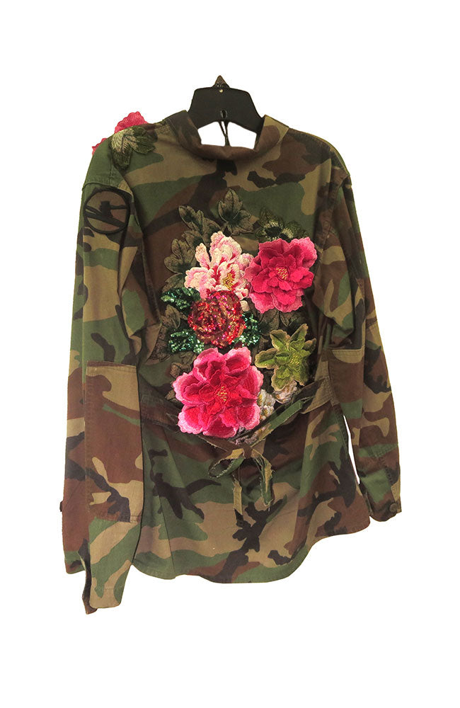 Green Camo Jacket Applique Belted