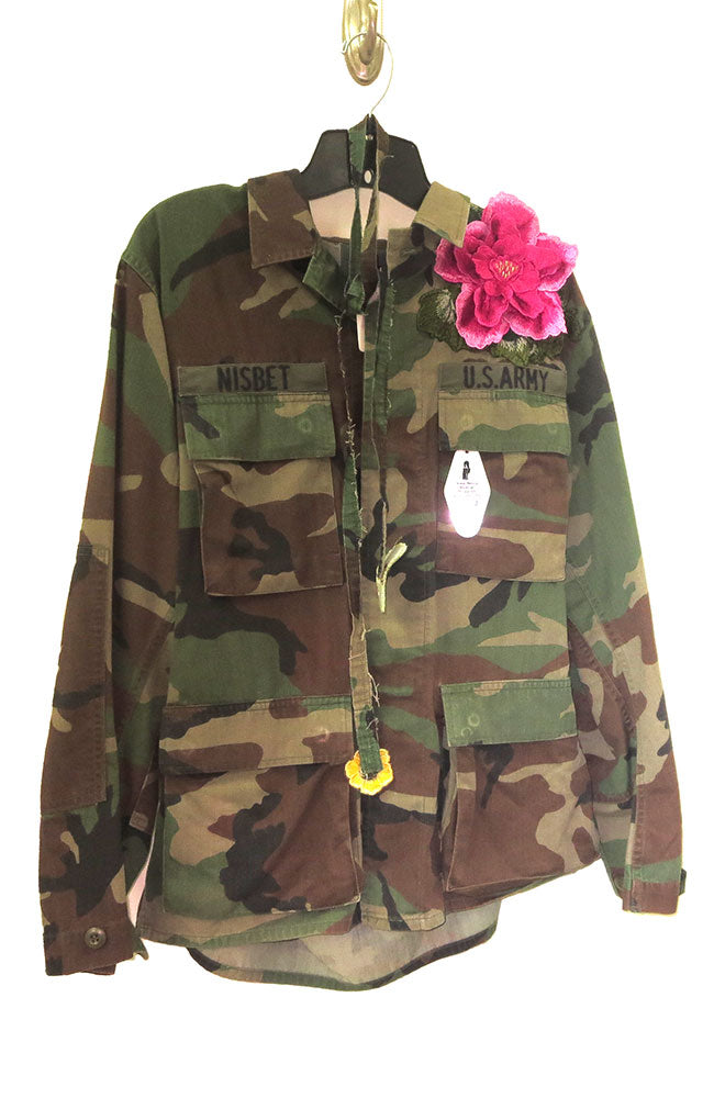 Green Camo Jacket Applique Belted