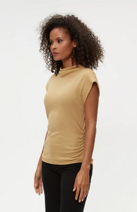 Reese Mock Neck Power Shoulder Top