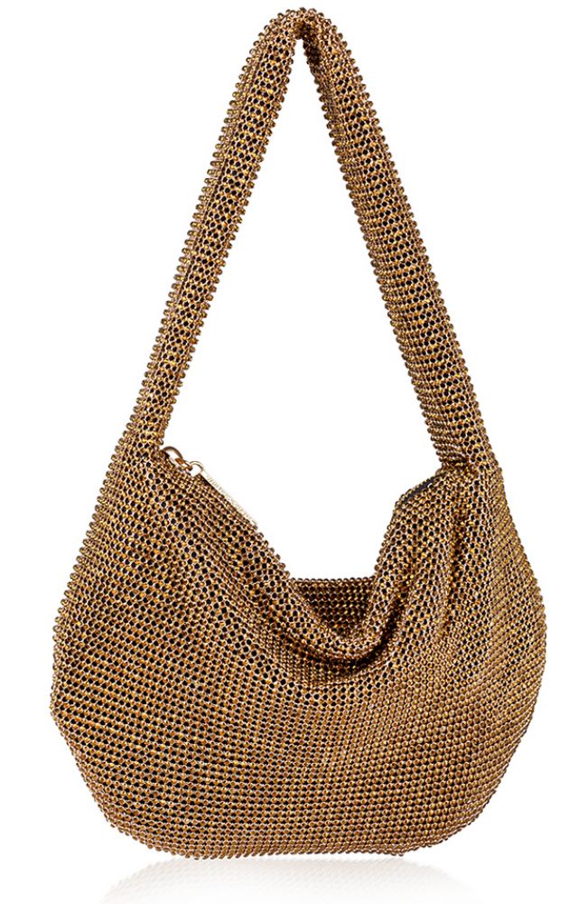 Farrah Hobo Bag in Gold Crystal