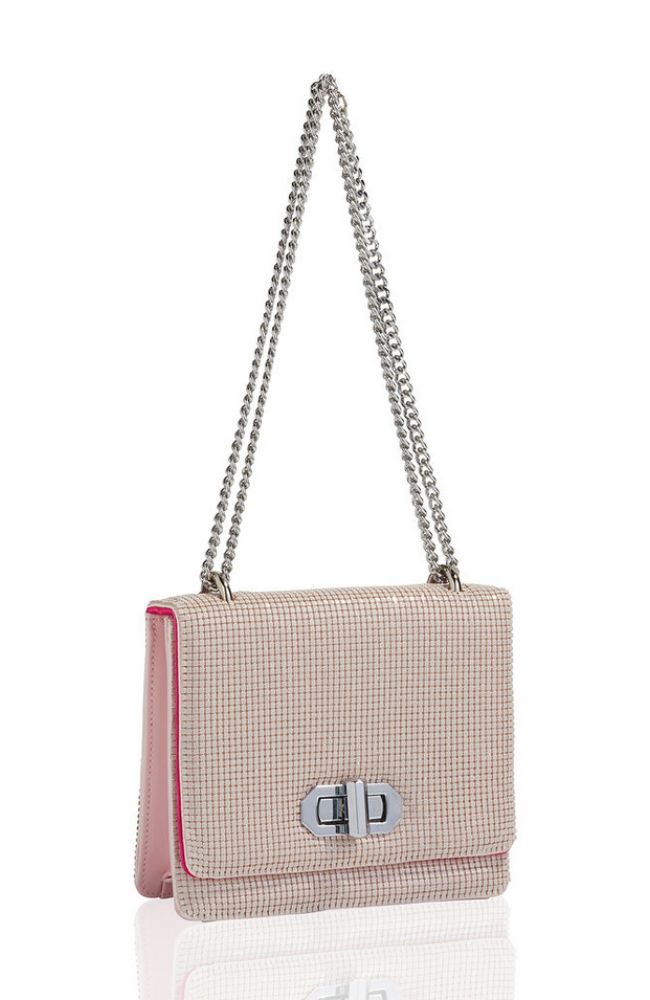 Ella Crossbody in Pewter and Pink
