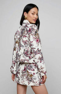 NYX Crop Jacket in White Large Butterfly