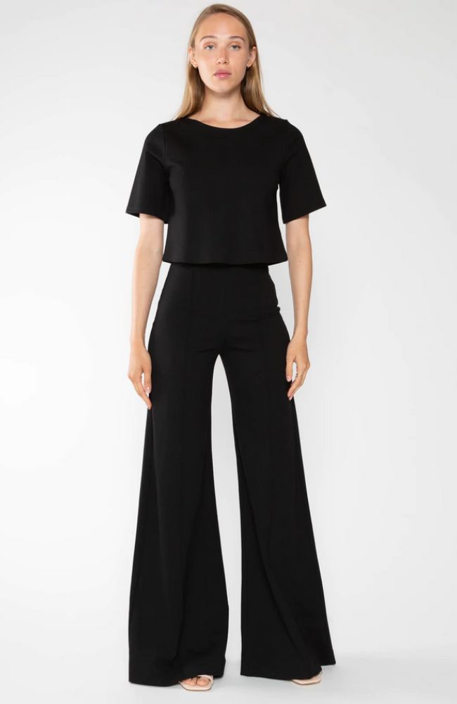 Ponte Knit Wide Leg Pant