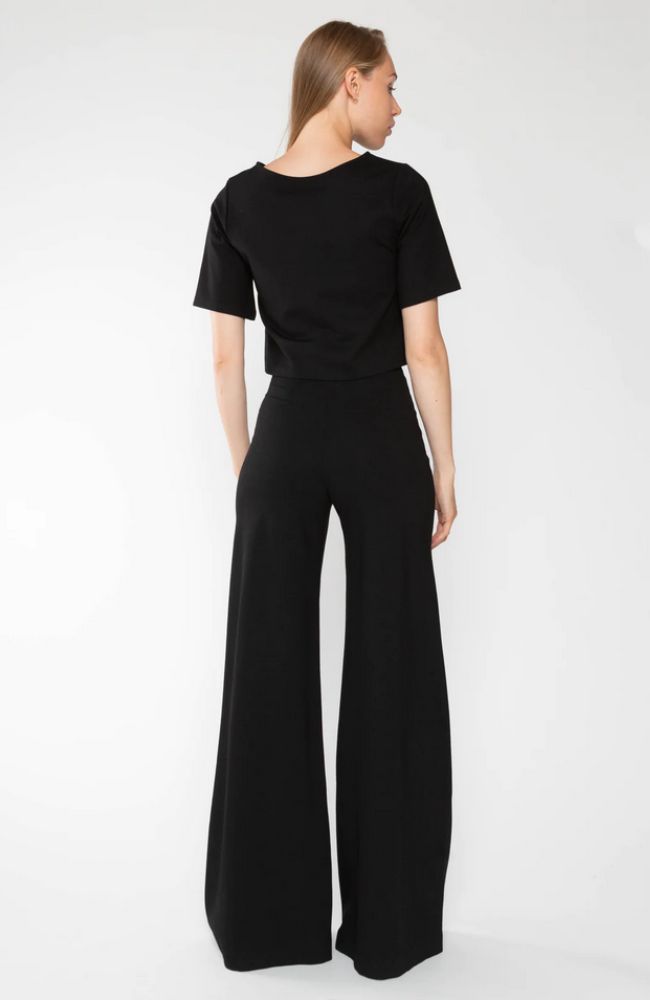 Ponte Knit Wide Leg Pant