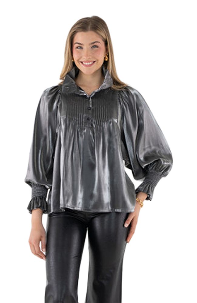 Charlotte Black Tie Metallic Rayon Top