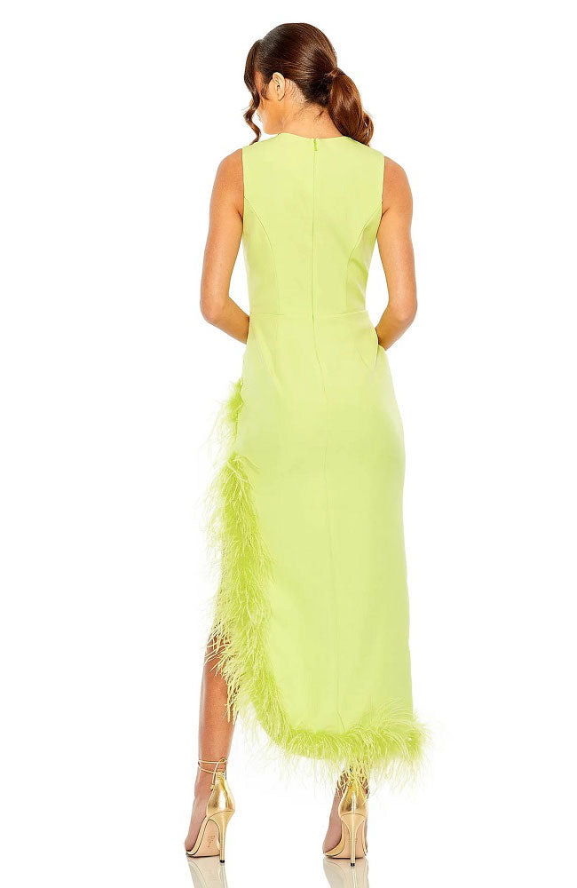 Faux Wrap Dress Feather Detail  shoprodeodrive
