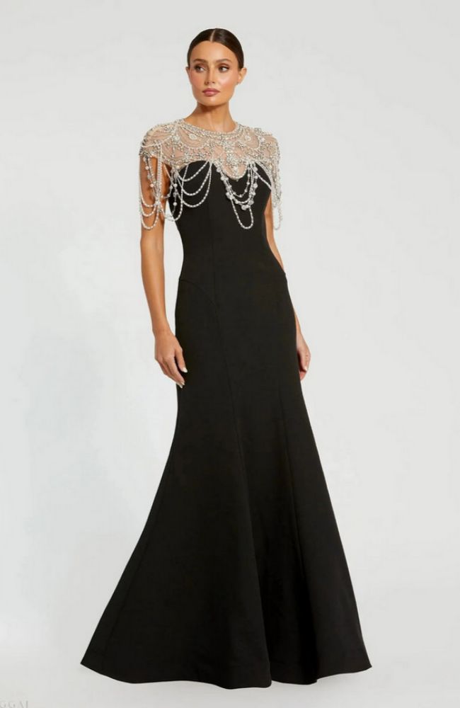 Draped Pearl Mermaid Gown