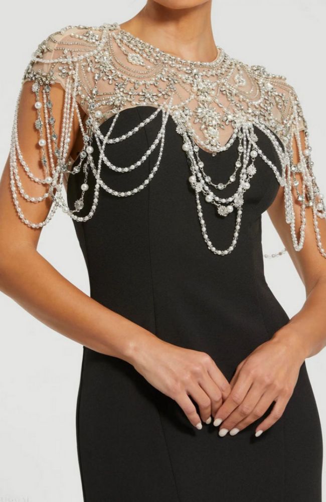 Draped Pearl Mermaid Gown