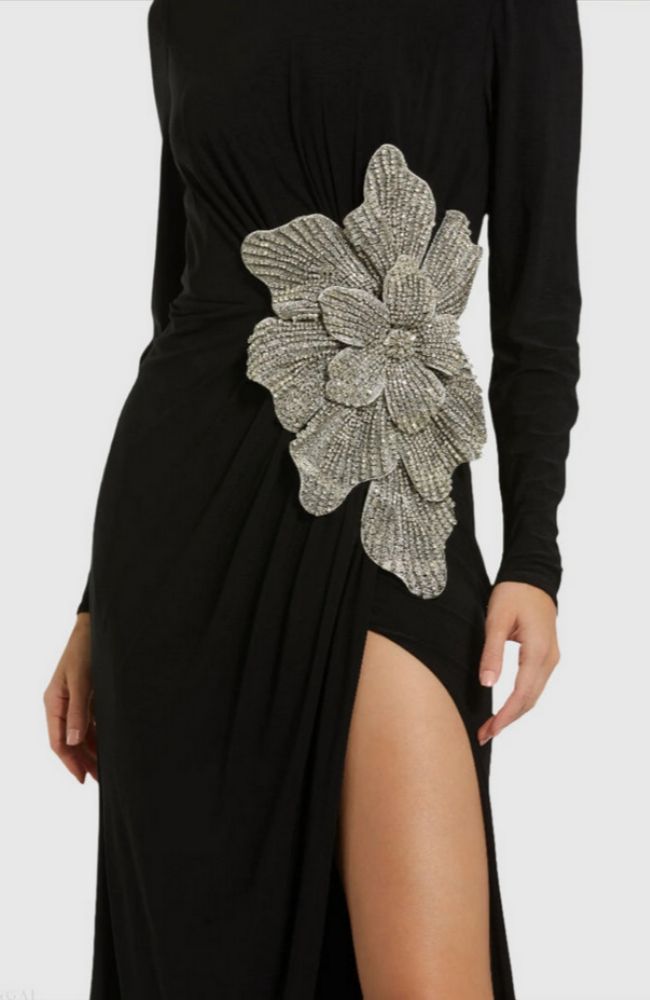 Jersey Gown with Emb Flower