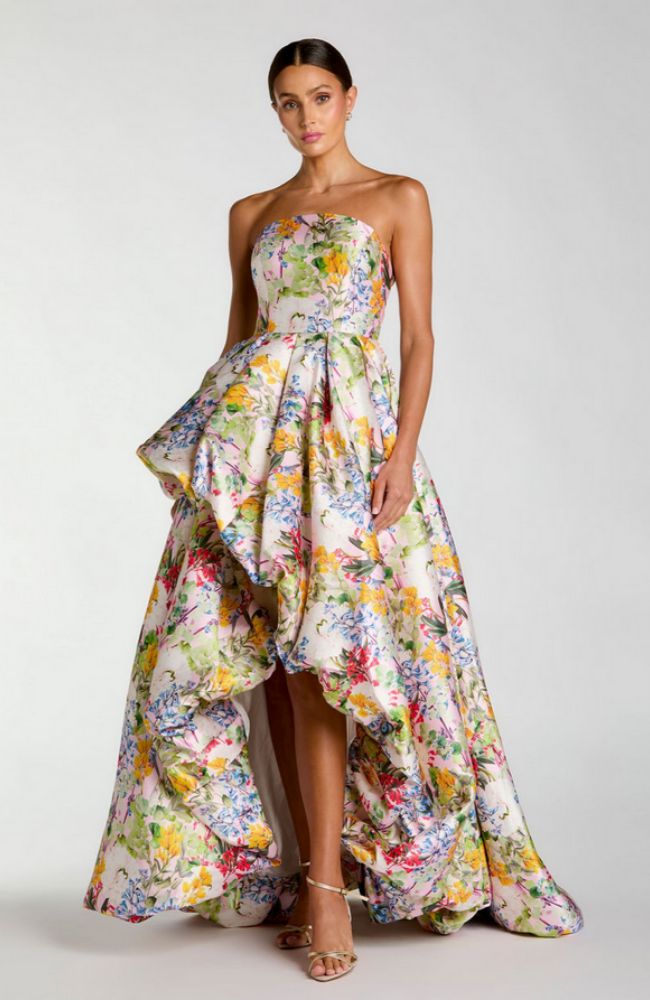 Mikado Bubble Hem High Low Gown