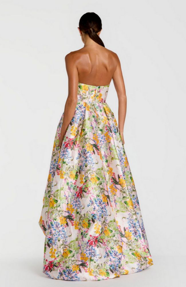 Mikado Bubble Hem High Low Gown