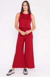Ponte Knit Wide Leg Crop in Red