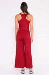 Ponte Knit Wide Leg Crop in Red