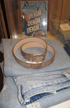 Taupe Snake Belt with Silver Rectangle Buckle