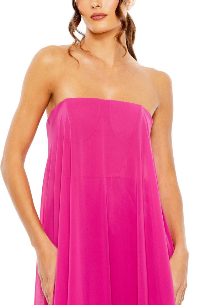 Strapless Flare Feather Gown