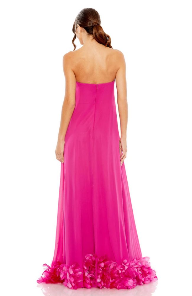 Strapless Flare Feather Gown