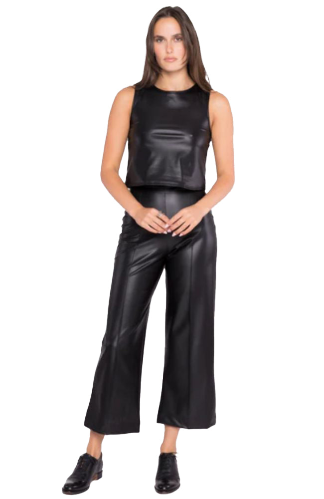Vegan Leather Sraight Leg Pant Crop